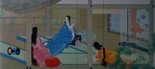 明治神宮太平樂の圖 松岡映丘 謹絵 昭和7年1月1日 大阪毎日新聞